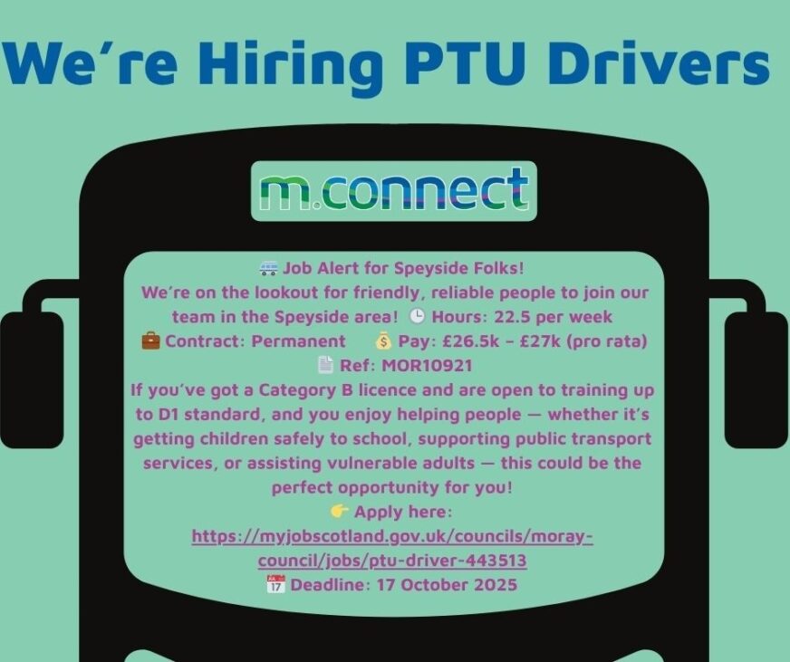 Moray Council Hiring Part-Time PTU Drivers