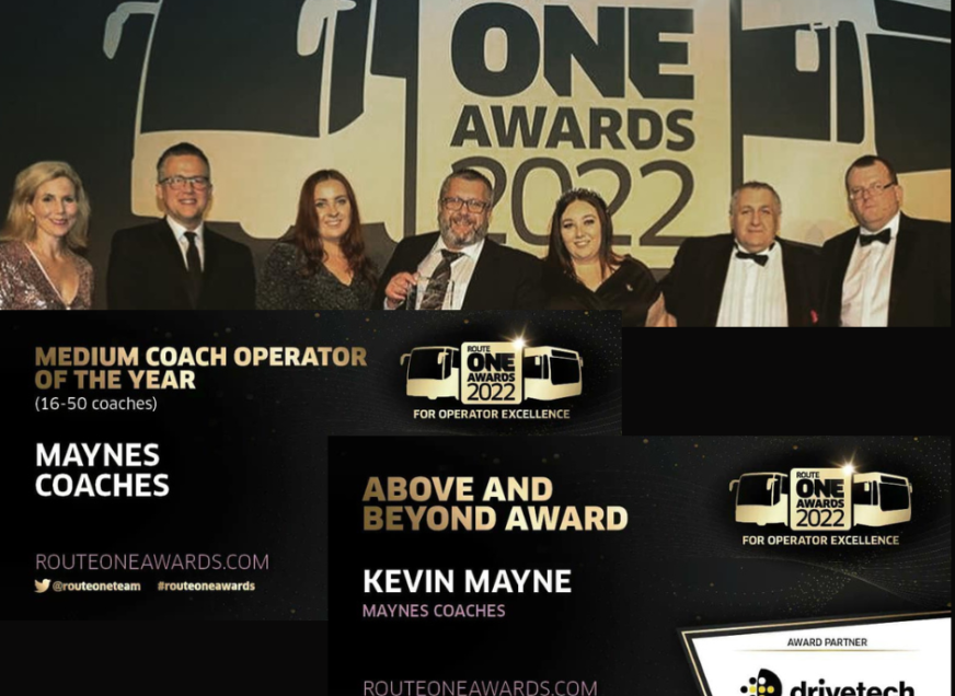MAYNES COACHES AWARDED 2 ROUTE ONE AWARDS
