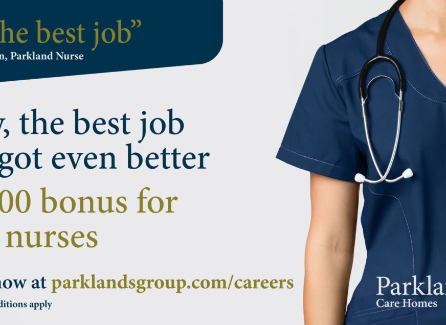 Parklands Care Homes launches cash bonus to recruit more In-house nurses