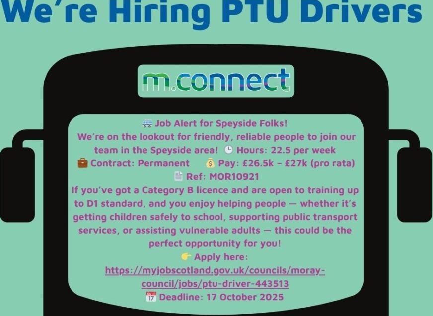 Moray Council Hiring Part-Time PTU Drivers